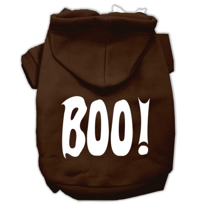 Boo! Screen Print Pet Hoodies Brown Size Lg