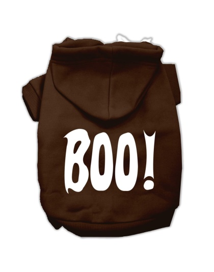 Boo! Screen Print Pet Hoodies Brown Size Lg