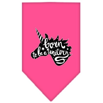 Born to be a Unicorn Screen Print Bandana Bright Pink Large