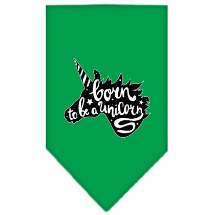 Born to be a Unicorn Screen Print Bandana Emerald Green Large
