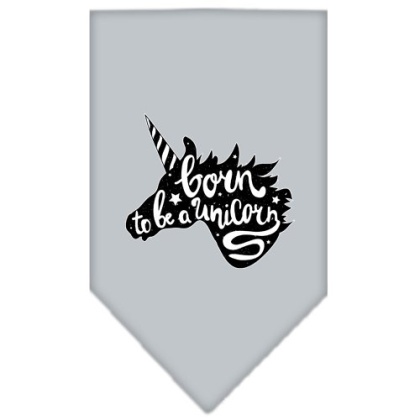 Born to be a Unicorn Screen Print Bandana Grey Large