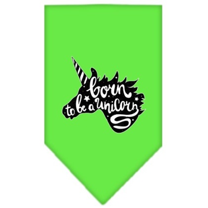 Born to be a Unicorn Screen Print Bandana Lime Green Large