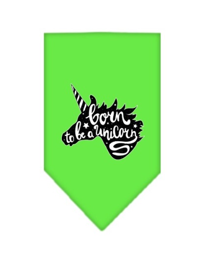 Born to be a Unicorn Screen Print Bandana Lime Green Large