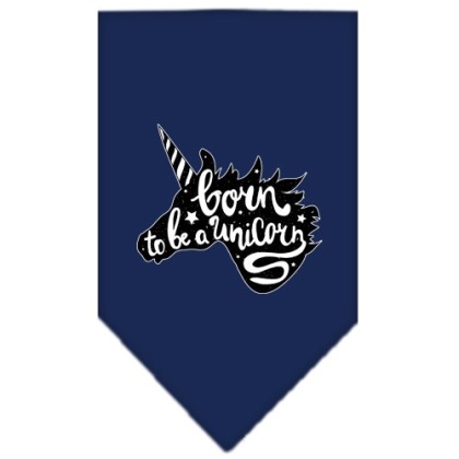 Born to be a Unicorn Screen Print Bandana Navy Blue large