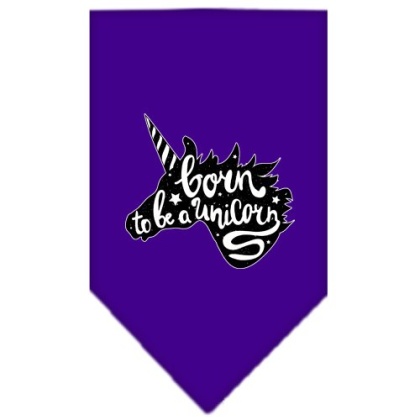 Born to be a Unicorn Screen Print Bandana Purple Large