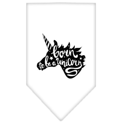 Born to be a Unicorn Screen Print Bandana White Large