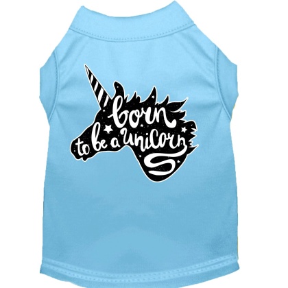 Born to be a Unicorn Screen Print Dog Shirt Baby Blue Lg