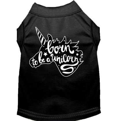 Born to be a Unicorn Screen Print Dog Shirt Black Lg