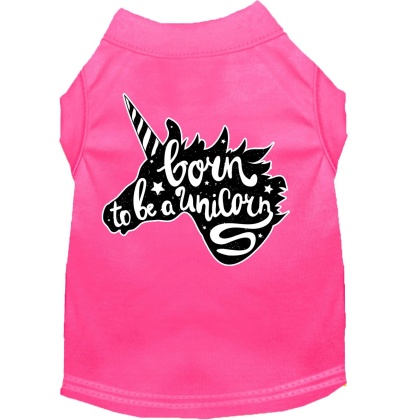 Born to be a Unicorn Screen Print Dog Shirt Bright Pink Lg