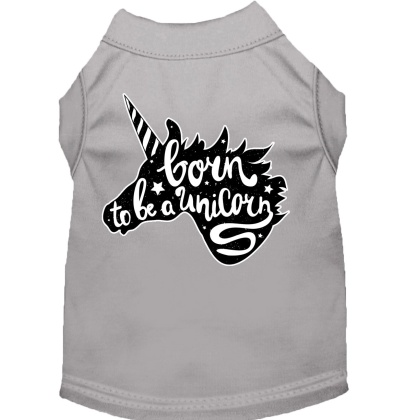 Born to be a Unicorn Screen Print Dog Shirt Grey Lg