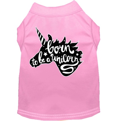 Born to be a Unicorn Screen Print Dog Shirt Light Pink Lg