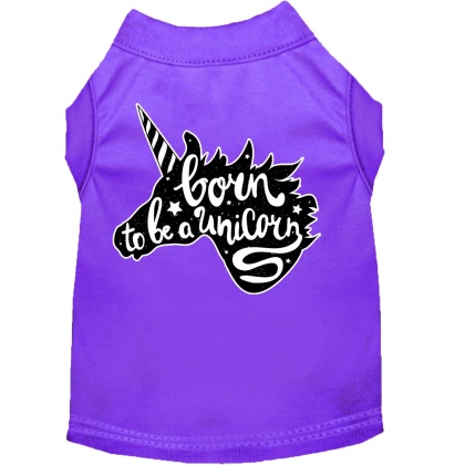 Born to be a Unicorn Screen Print Dog Shirt Purple Lg