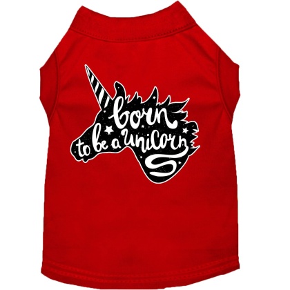 Born to be a Unicorn Screen Print Dog Shirt Red Lg