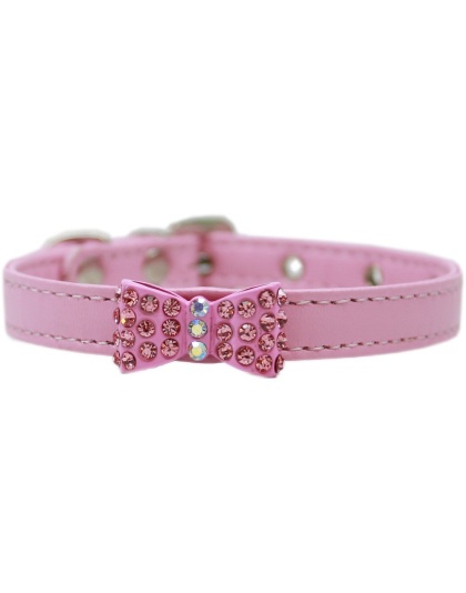 Bow-dacious Crystal Dog Collar Light Pink Size 10