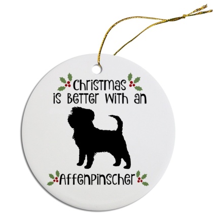 Breed Specific Round Christmas Ornament Affenpinscher