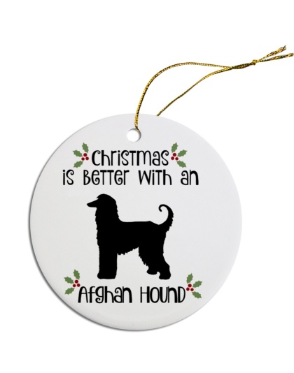 Breed Specific Round Christmas Ornament Afghan Hound