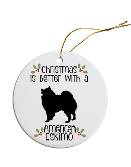 Breed Specific Round Christmas Ornament American Eskimo