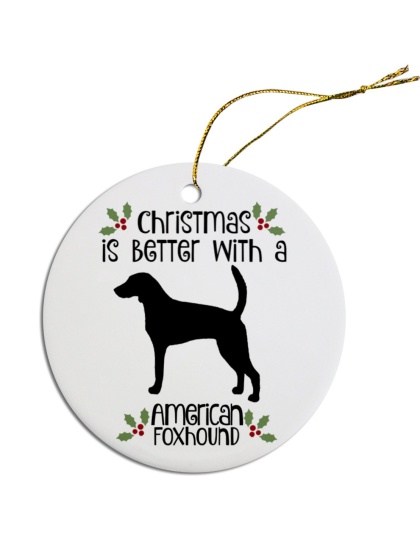 Breed Specific Round Christmas Ornament American Foxhound