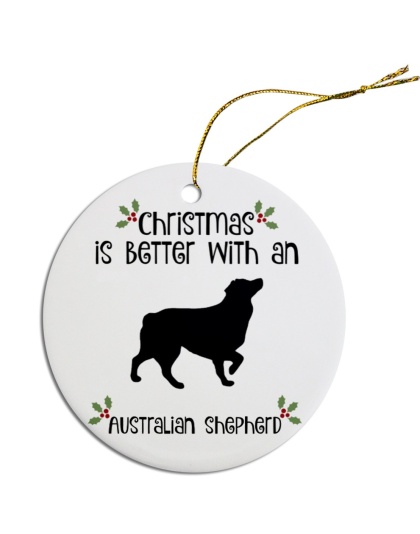 Breed Specific Round Christmas Ornament Australian Shepherd