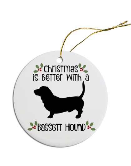 Breed Specific Round Christmas Ornament Bassett Hound