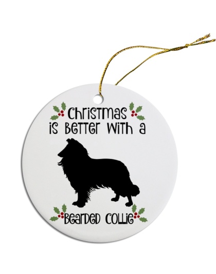 Breed Specific Round Christmas Ornament Bearded Collie