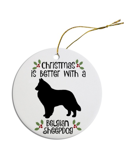 Breed Specific Round Christmas Ornament Belgian Sheepdog