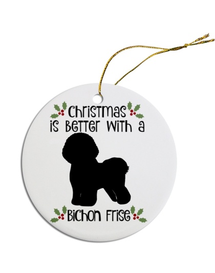 Breed Specific Round Christmas Ornament Bichon Frise