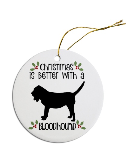 Breed Specific Round Christmas Ornament Bloodhound