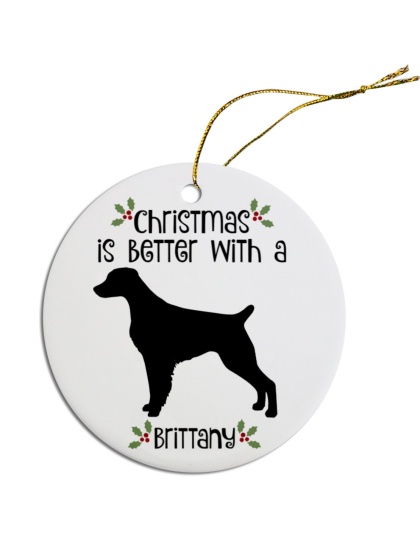 Breed Specific Round Christmas Ornament Brittany