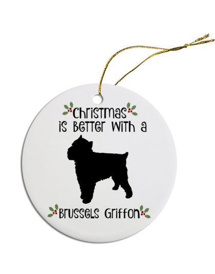 Breed Specific Round Christmas Ornament Brussels Griffon