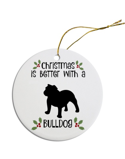 Breed Specific Round Christmas Ornament Bulldog