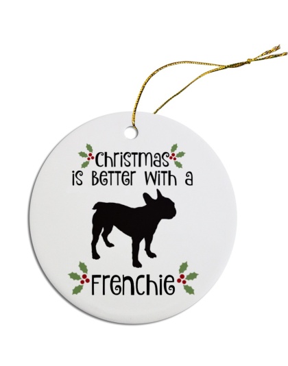 Breed Specific Round Christmas Ornament Frenchie