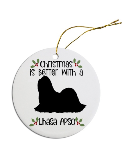 Breed Specific Round Christmas Ornament Lhasa Apso