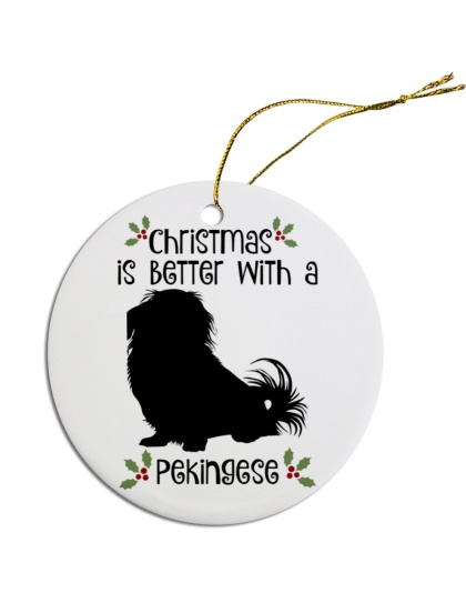 Breed Specific Round Christmas Ornament Pekingese