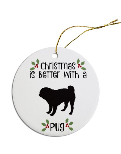 Breed Specific Round Christmas Ornament Pug