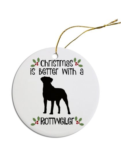 Breed Specific Round Christmas Ornament Rottweiler