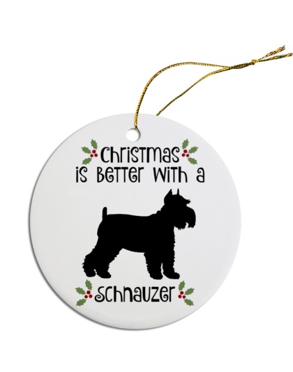 Breed Specific Round Christmas Ornament Schnauzer