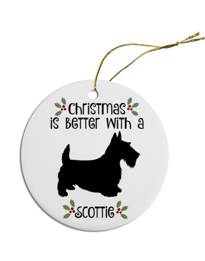 Breed Specific Round Christmas Ornament Scottie