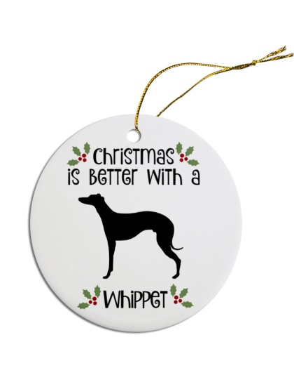 Breed Specific Round Christmas Ornament Whippet