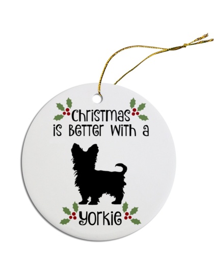 Breed Specific Round Christmas Ornament Yorkie