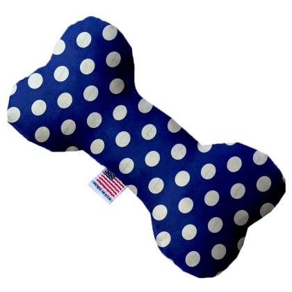 Bright Blue Swiss Dots 10 Inch Canvas Bone Dog Toy