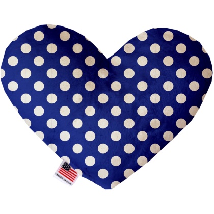 Bright Blue Swiss Dots 6 Inch Canvas Heart Dog Toy