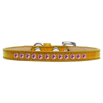 Bright Pink Crystal Size 10 Gold Puppy Ice Cream Collar