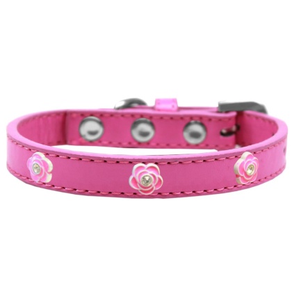 Bright Pink Rose Widget Dog Collar Bright Pink Size 10