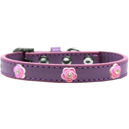 Bright Pink Rose Widget Dog Collar Lavender Size 10
