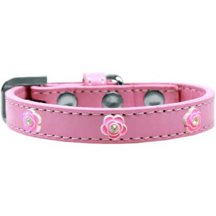 Bright Pink Rose Widget Dog Collar Light Pink Size 10