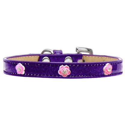 Bright Pink Rose Widget Dog Collar Purple Ice Cream Size 10