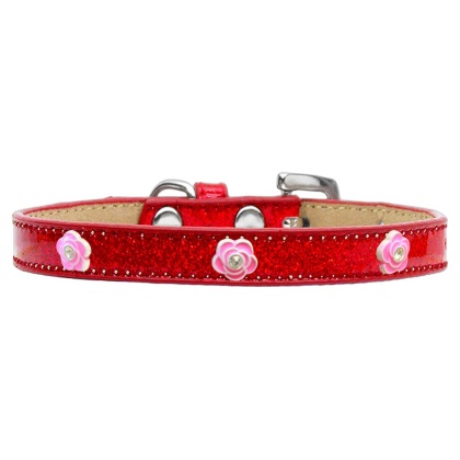 Bright Pink Rose Widget Dog Collar Red Ice Cream Size 10