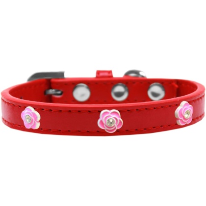 Bright Pink Rose Widget Dog Collar Red Size 10