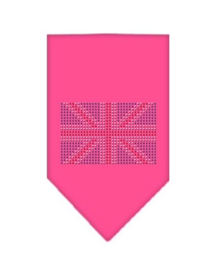 British Flag Rhinestone Bandana Bright Pink Large